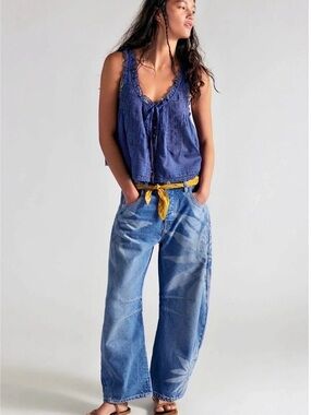 We The Free Printed Barrel Jeans Waist 33 Like New
